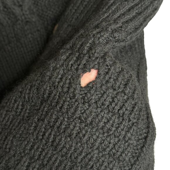 Kilronan Knitwear Black Cable Knit Merino Wool Sweater, S - Picture 9 of 9